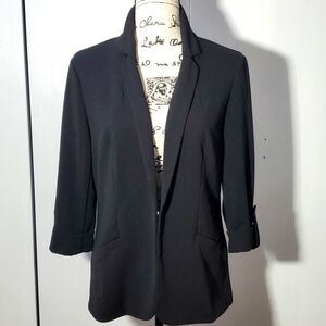 Love Scarlett- Women's Black Suit Coat Jacket Silver button Faux pockets Sz.M